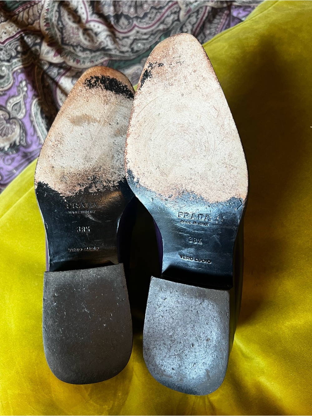 Prada Purple Leather Women's Penny Loafers - Picture 7 of 7